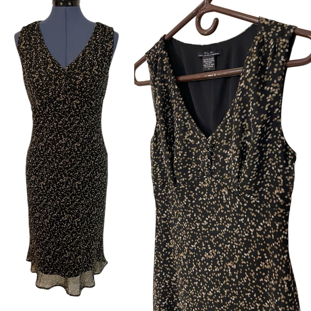 Vtg FLP Polka Dot Sleeveless Babydoll Layered Slip Dress Y2K Coquette‎ Fall S